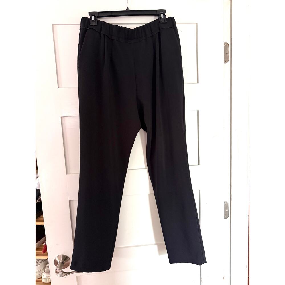 J Brand Black Draped Tapered Pants Large Minimalist Slouchy Pull On Trouser